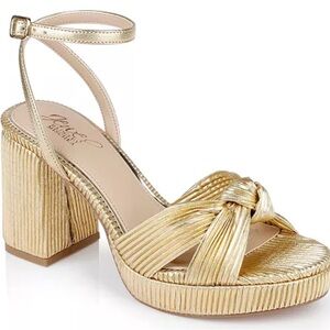 Badgley Mischka Metallic Gold Block Heel Sandals